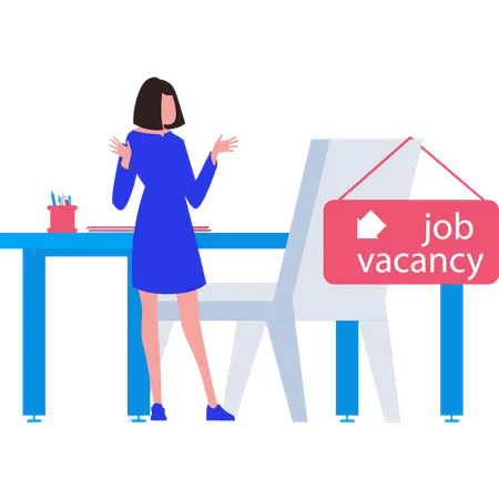 The Girl Is Looking At The Job Vacancy Illustration