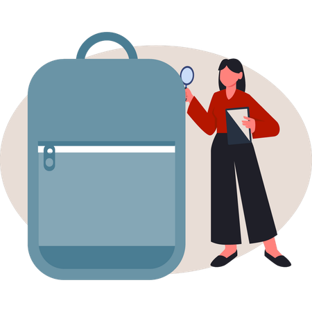 Girl looking at laptop bag  Illustration