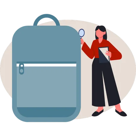 Girl looking at laptop bag  Illustration