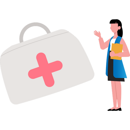 Girl looking at medical bag  Illustration