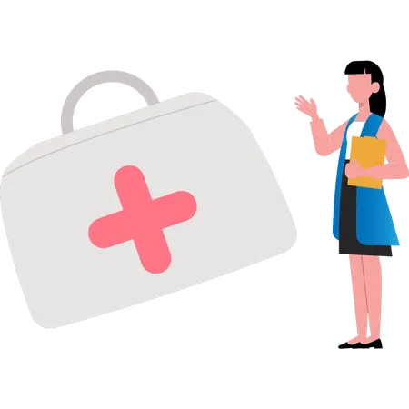 The Girl Is Looking At The Medical Bag Illustration