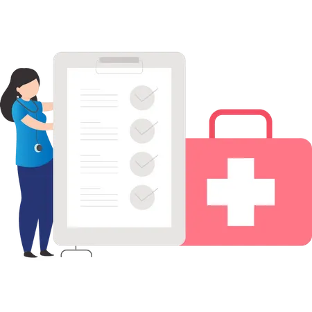 The Girl Is Looking At The Medical List Illustration