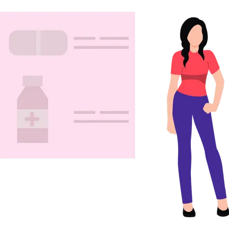 The Girl Is Looking At The Medicine Prescription Illustration