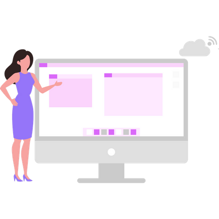 Girl looking at monitor  Illustration