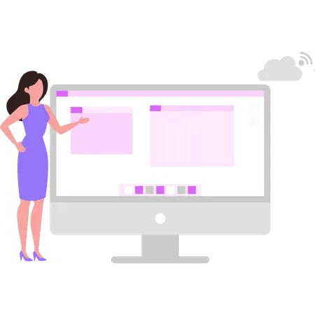 Girl looking at monitor  Illustration