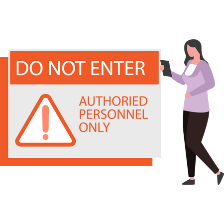 Girl looking at no entry sign  Illustration