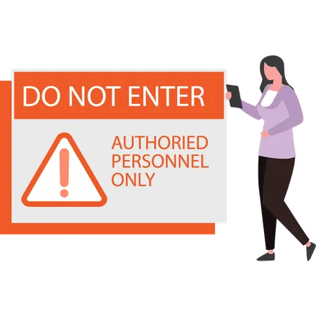 Girl looking at no entry sign  Illustration