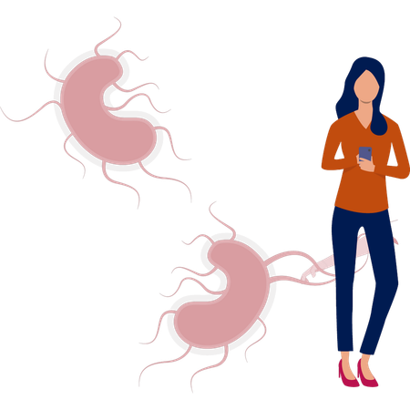Girl looking at online report  Illustration