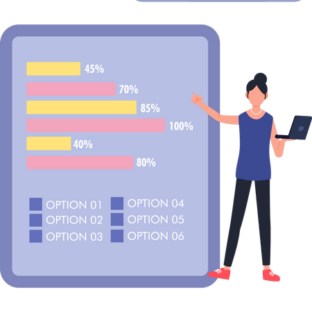 Girl Looking At Rating  Illustration