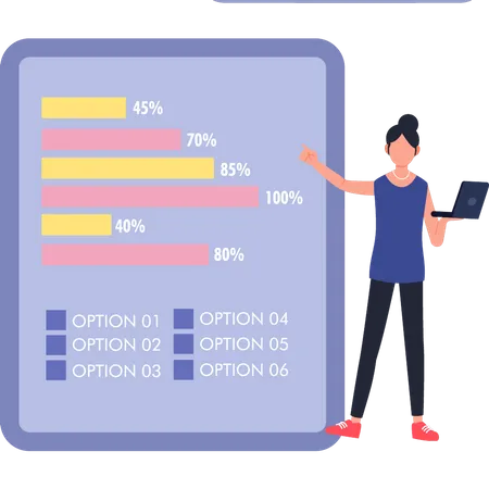 Girl Looking At Rating  Illustration