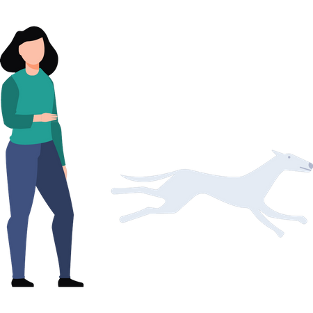 Girl looking at running horse  Illustration