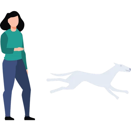 Girl looking at running horse  Illustration