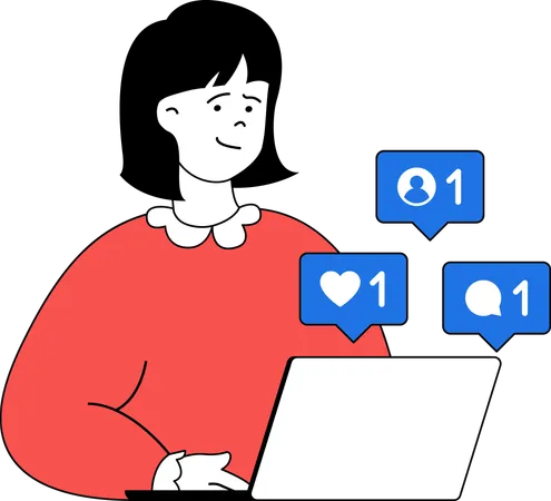 Girl looking at social media likes  Illustration