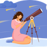 girl with telescope illustrations free