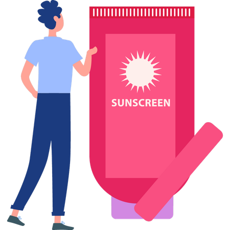 Girl looking at sunscreen  Illustration