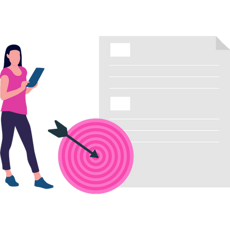 Girl looking at target list  Illustration