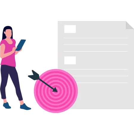 Girl looking at target list  Illustration