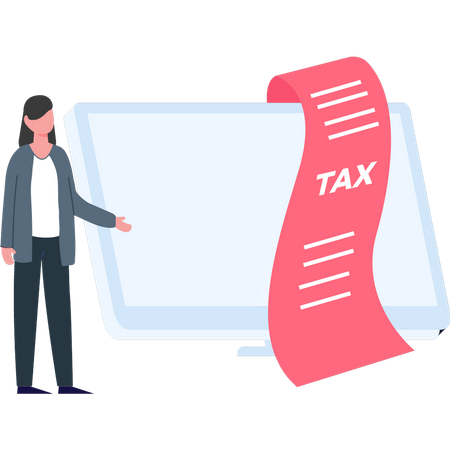 Girl looking at tax bill  Illustration