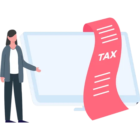 Girl looking at tax bill  Illustration