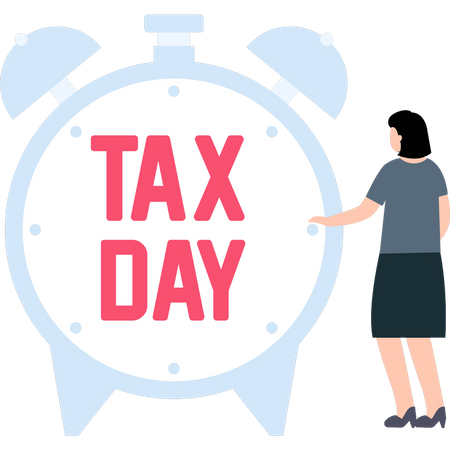 Girl looking at Tax Day reminder  Illustration