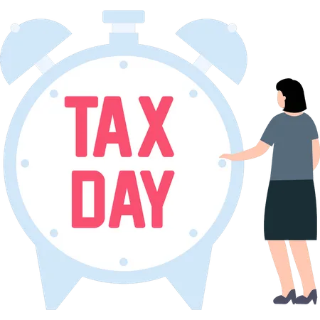 Girl Looking At Tax Day Reminder Illustration