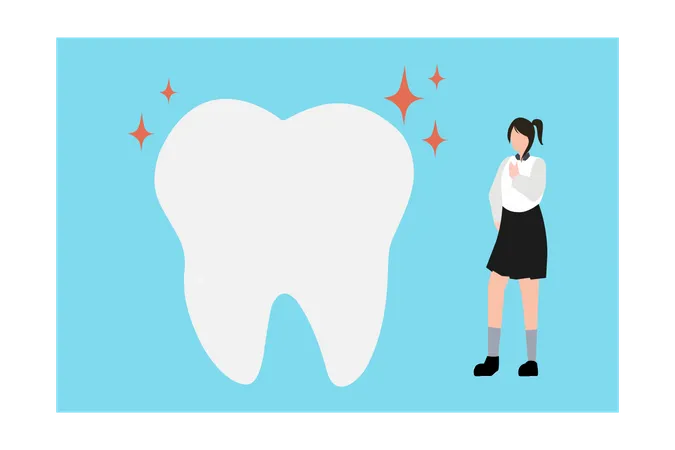 The Girl Is Looking At The Teeth Illustration