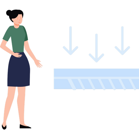 Girl looking at texture of cloth  Illustration