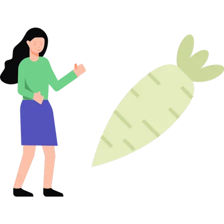 Girl looking at the carrot  Illustration