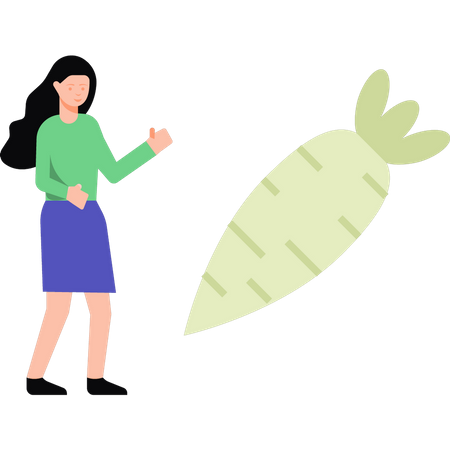 Girl looking at the carrot  Illustration