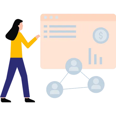 The Girl Is Looking At The Users Network Illustration