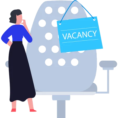 Girl looking at vacancy board  Illustration