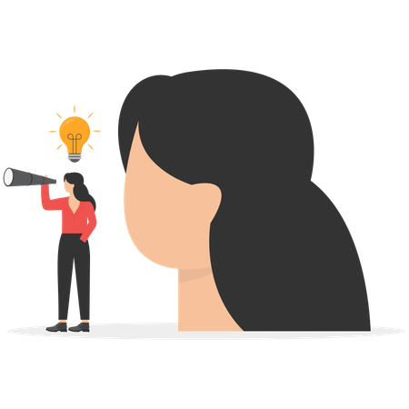 Girl looking Business vision to see future opportunity  Illustration