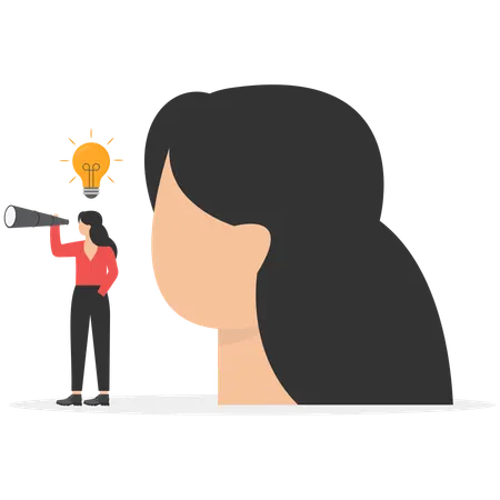 Girl looking Business vision to see future opportunity  Illustration
