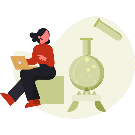 Girl looking chemical reaction  Illustration