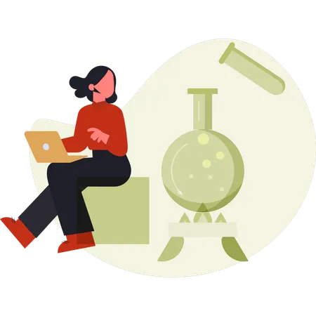 Girl looking chemical reaction  Illustration