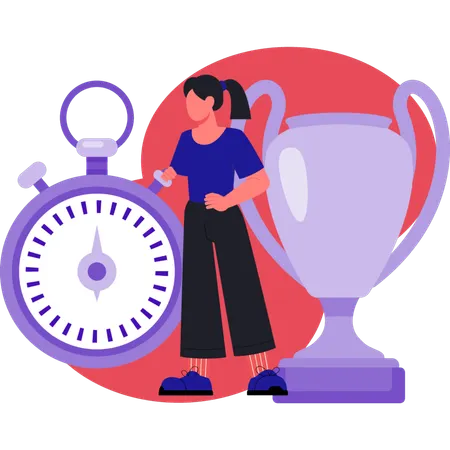 Girl looking compass  Illustration