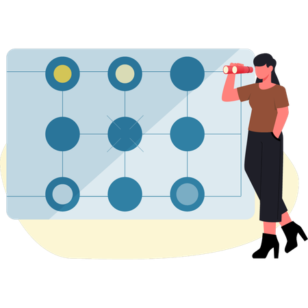 Girl looking connection using telescope  Illustration