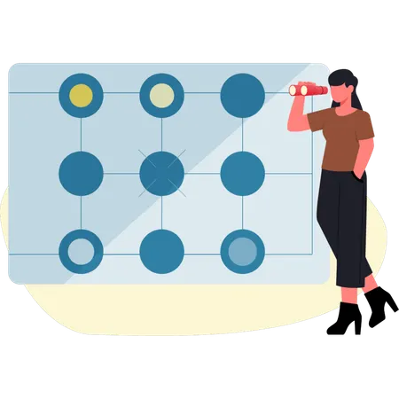 Girl looking connection using telescope  Illustration