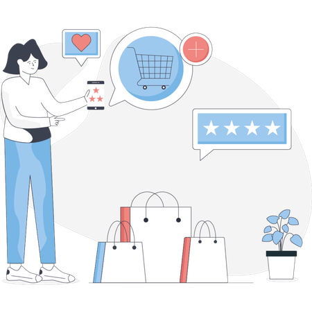 Girl  looking customer feedback  Illustration