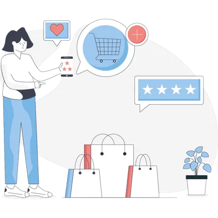 Girl  looking customer feedback  Illustration