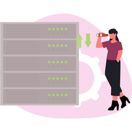 Girl looking database  Illustration