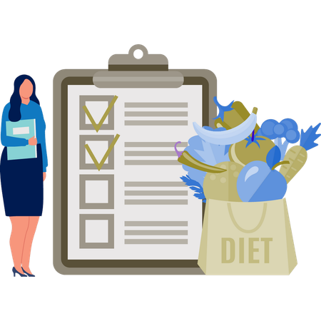 Girl looking diet plan chat  Illustration