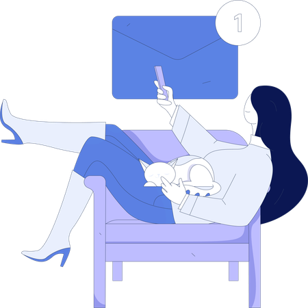 Girl looking email notification  Illustration
