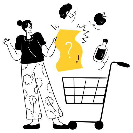 Girl looking empty cart  Illustration