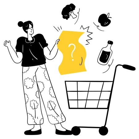 Girl looking empty cart  Illustration