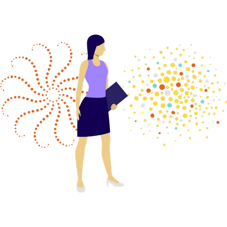 Girl looking fireworks  Illustration