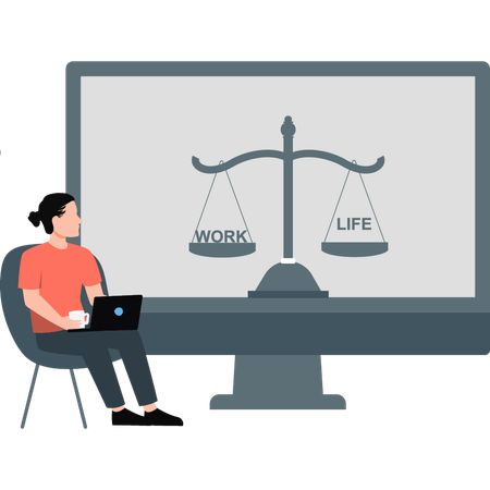 Girl looking for a work-life balance  Illustration