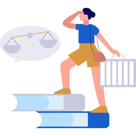 Girl looking for business balance  Illustration