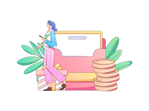 Girl looking for financial mail  Illustration