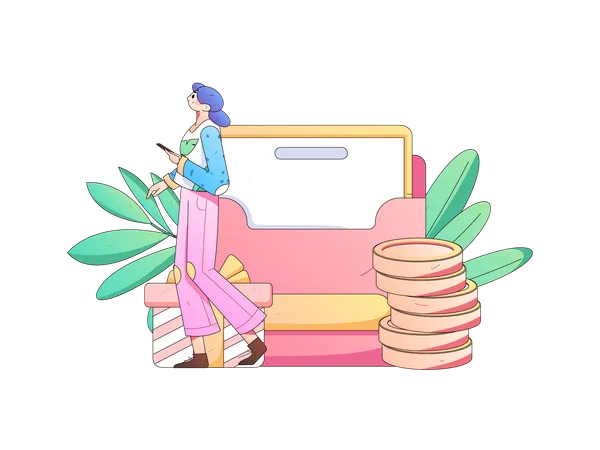 Girl looking for financial mail  Illustration